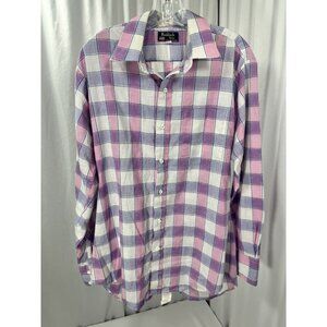 Vintage Ruddock Bros Shirt Mens Large Western Button Up Long Sleeve Pink Checked